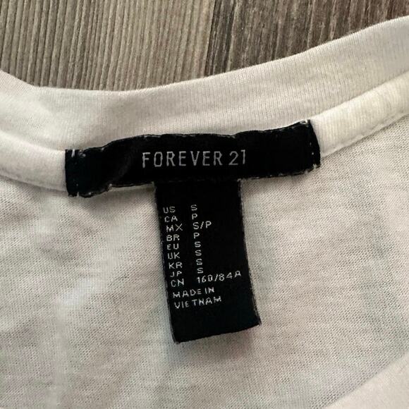 forever 21 black and white french tank top crop top - Picture 3 of 3